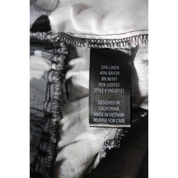 NWT BeBop Large Women Shorts Pocket Tie Waist Belted Linen Blend Black Gray Camo - Picture 10 of 10